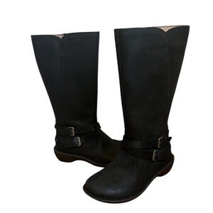 UGG Rosen Nubuck Leather Mid Calf Lined 1005450 Riding Black Boots Size 7